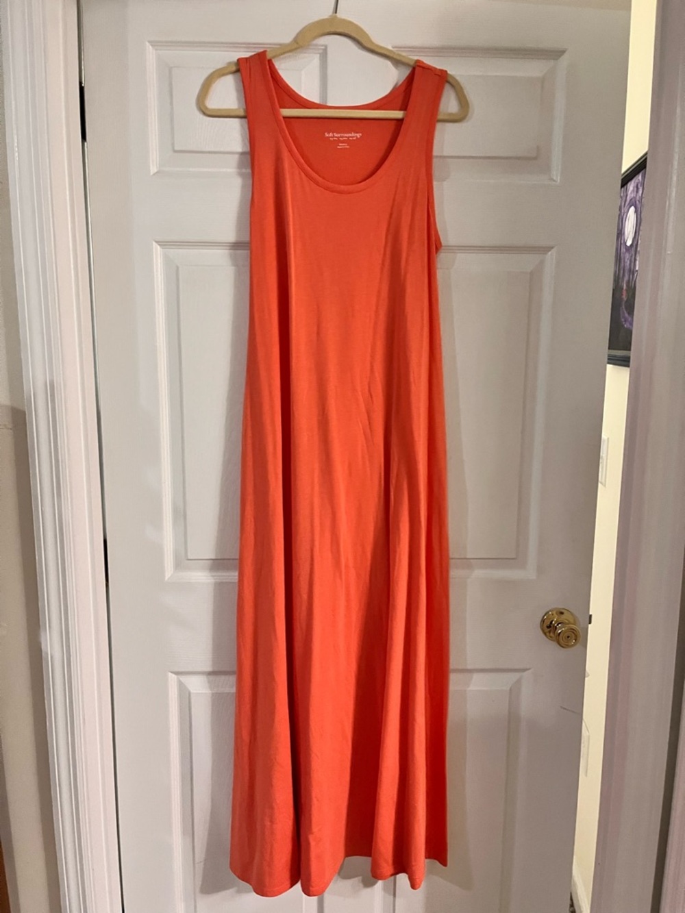 Soft Surroundings melon orange knit maxi tank style dress women’s medium
